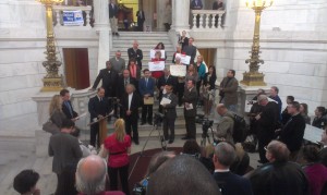 RI Payday Lending Reform press conference, RI State House (photo by author)